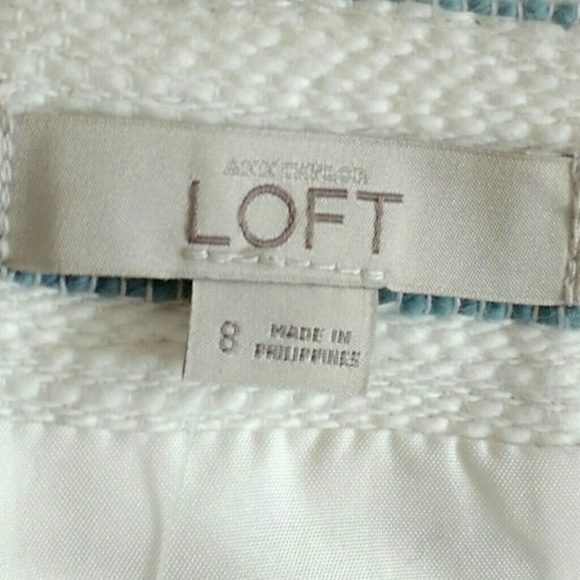LOFT Tweed Faux Wrap Skirt Fridge Edge Blue White Business Causal SZ 8 - Picture 7 of 7